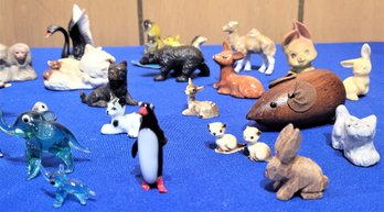 Lot 263B - Lot Of Vintage Tiny Miniature Animals - Over 35 Pieces Deer - Cats, Penguin, Rabbit,