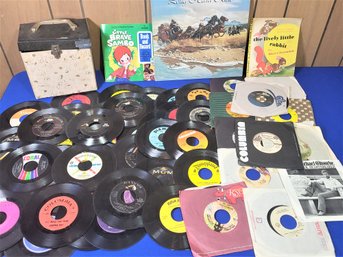 Lot 268B - Vinyl's 45's Records Lot With Carrier - 61 Pieces