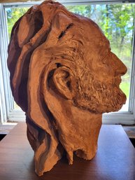 Lot 118: Interesting Red Clay Sculpture Bust Larger Than Life Head Unsigned Bearded Man