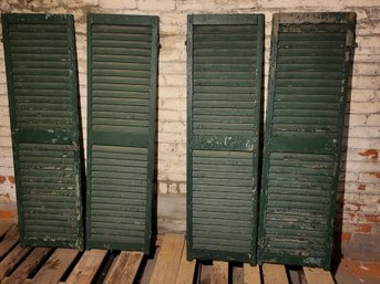 Lot 122 - 12 Pairs Of Antique Wood Window Shutters - Chippy Paint