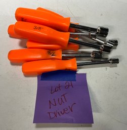 Lot 21 - 7 Orange Handled Socket Wrenches - Hand Tools - Construction - Carpenter