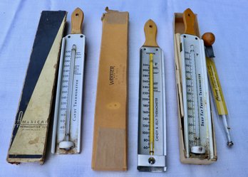 Lot 250 - Vintage Candy / Deep Frying Thermometer Lot - Chaney - American Thermometer - Weksler