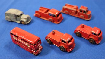Lot 142- 1940s-50s Die Cast 6 Piece Truck Lot - Tootsie - Matchbox - Midge Toy - Vintage Toy Cars
