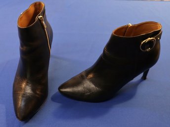 Lot 500 - Calvin Klein Jailene Black Leather High Heels Shoes Bootie - Size 8