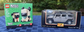 Lot 261 - Maisto Hummer H2 Car & Lego Brick Heads German Shepherd Toy - New Gifts!