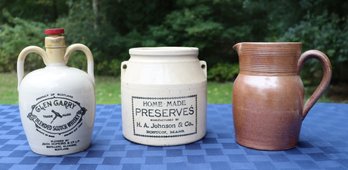 Lot 217 - NICE! Stoneware Glen Garry Jug Blended Scotch Whiskey Scotland - HJ Johnson Crock - Vintage Pitcher