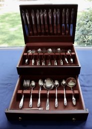 Lot 212- Oneida Community Tudor Plate Silver Service For 12 In Wood Chest