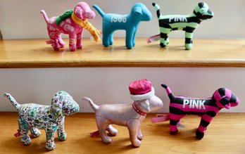 Lot CV74- Victoria's Secret Pink Collectible Dog Stuffed Animals - Lot Of 6B