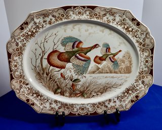 Lot 406-  Vintage Genuine Hand Engraving Windsor Ware 'Wild Turkeys' 20 Inch Platter From Johnson Bros