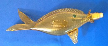 Lot 506BB - Vintage 1960s MCM Amber Yellow Crackle Glass Fish Decanter