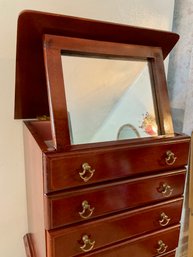 Lot 68- Standing Jewelry Cabinet - Wood With Mirror