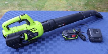 Lot 233 - Berscob 20 V 4.0 AH Cordless Leaf Blower & Charger Model HL-BS02 - Looks Like New!