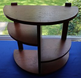 Lot 211- Vintage Oak Curved Small Side Table Shelf - Sturdy And Well Made