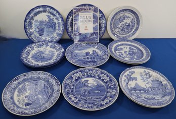 Lot 109- Spode Blue Room Rome Collection Blue & White 12 Plate Lot - New