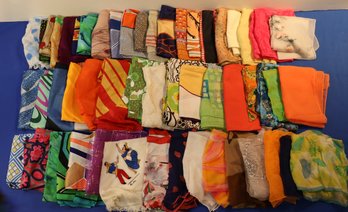 Lot 515 - Vintage Basket Lot Of Over 50 Scarfs - Anne Klein - Japan - Silk - Italy