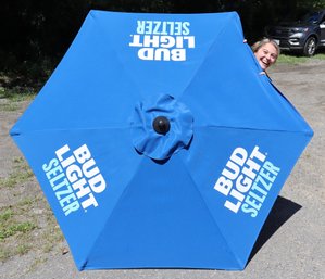 Lot 544 - Bud Light Seltzer Large Patio Table Blue White Umbrella - 82 Inches