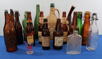Lot 107-Vintage Bottle Lot - Beer - Rum - Wine - Apothecaries - Liquor - Lot Of 19