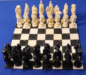 Lot 182- Roman Themed Medieval Ceramic Chess Set With Ceramic Square Tile  Bases