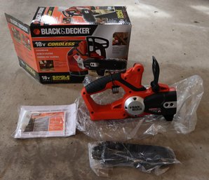 Lot 270- Black & Decker Cordless 18 Volt Chainsaw With 8' Blade - New In Box