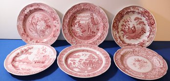 Lot 235- Spode Archive Collection Georgian Series Red & White Dinner Plate Lot Of 6