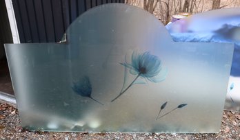 Lot 175- Large Heavy Dome Top Frosted Glass With Flower Artwork From Store Window