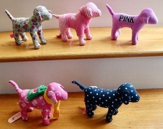 Lot CV73- Victoria's Secret Pink Collectible Dog Stuffed Animals - Lot Of 5