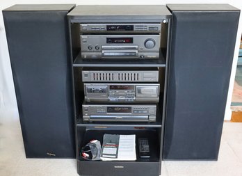 Lot 132- Sounds Great! Technics Stereo 3- Way Speaker System Made In USA - Complete In Audio Rack