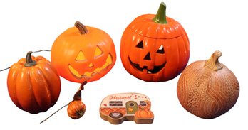 Lot 202 - Happy Fall Pumpkin Lot - Ceramic Pumpkin - Harvest Decor - Light Up Pumpkin