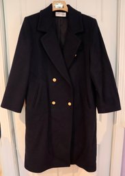 Lot CV70- Vintage Forecaster Of Boston Double Breasted Navy Blue Wool Overcoat - Size 10