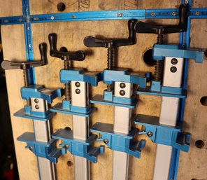 Lot 9 - Quantity Of 4 Rockler Metal Clamps 44 Inch - Blue Metal - Woodworker, Workshop Wood Working