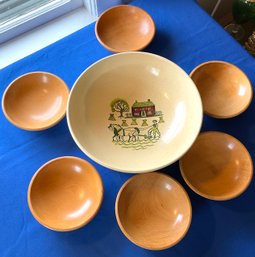 Lot 15- Metlox Poppy Trail Homestead Provincial Salad Bowl Set - 7 Pieces