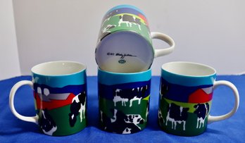 Lot 410- 1987 Woody Jackson Cow In Pasture Mug - Lot Of 4