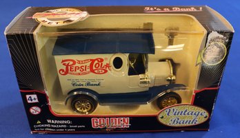 Lot 220 - Pepsi Cola Truck Bank - Golden Wheels Die Cast Vintage - New In Original Box - 1997