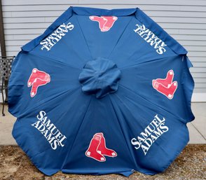 Lot 174- Sam Addams Official Red Sox Blue Advertising Patio Navy Blue Umbrella - 80 Inches