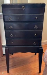 Lot 72- Stand Up Jewelry Wood Cabinet Chest - Vintage