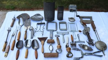 Lot 231 A - 1940s Kitchen Utensils 30  Piece Lot - Presto - Westmark - Egg Beaters - Rolling Pin - Graters