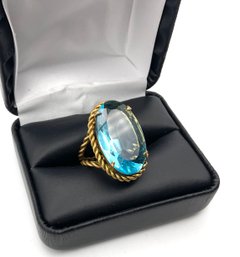 Lot 37- Gorgeous! Czech Aqua Crystal Ring