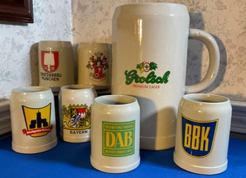 Lot 400- German Beer Mug Lot - Becks Bayern BBK Grolsch, Dortmunder 6 Pieces.