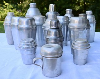 Lot 213 - 1940-50s Barware Aluminum Smoothie Shakers 16 - Ovaltine - Horlick's Malted Milk Co - Thompson's