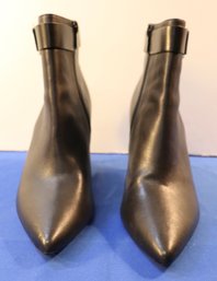 Lot 501 - Calvin Klein Georgene  Black Leather High Heels Shoes Bootie - Size 8