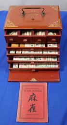 Lot 105- Antique 1920's Mah Jongg Game Set In Wooden Case - Bone & Bamboo Mahjong