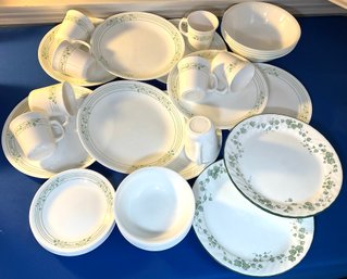 Lot 85- Corelle Dinnerware Dishes Bowls Coffee Cups Lot Of 37