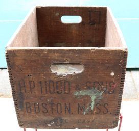 Lot 201 - H.P. Hood & Sons Boston, Mass Wooden Milk Box Charge Wood Crate Case - Antique Decor