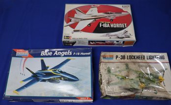 Lot 123- Military Jets Plastic Models - Collection Of 3 Vintage Planes - 1973 - 1995