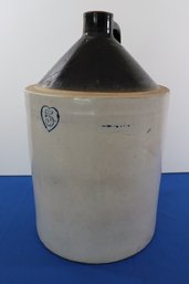 Lot 103- Antique 5 Gallon Jug Marked 5 In Heart Stoneware Crock - 19 Inches