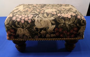 Lot 181- The Footstool Collection Riveted Embroidered Footstool - Panama Beach