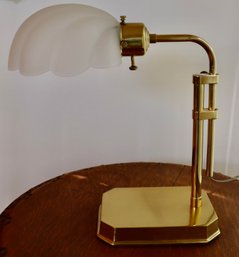 Lot 429- Brass Shell Globe Electric Desk Lamp