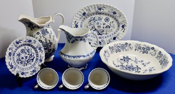 Lot 402- J & G Meakin  English Ironstone Lot - England - 'blue Nordic' - 'classic White'