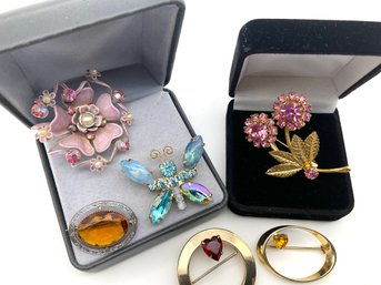 Lot 34- Vintage Pin Collection Lot Of 6 - Butterfly - Flowers