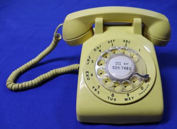 Lot 124- 1960s Yellow Bell Systems Dial Desk Phone - Western Electric